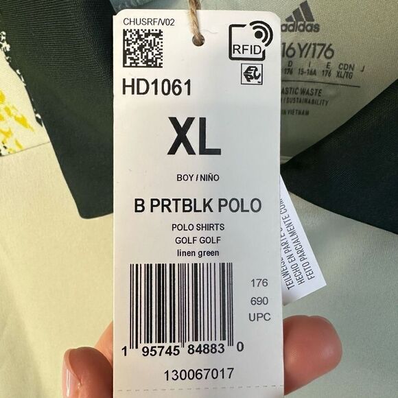 NWT Adidas Printed Colorblock Polo Golf Shirt Mint Green - Picture 13 of 13